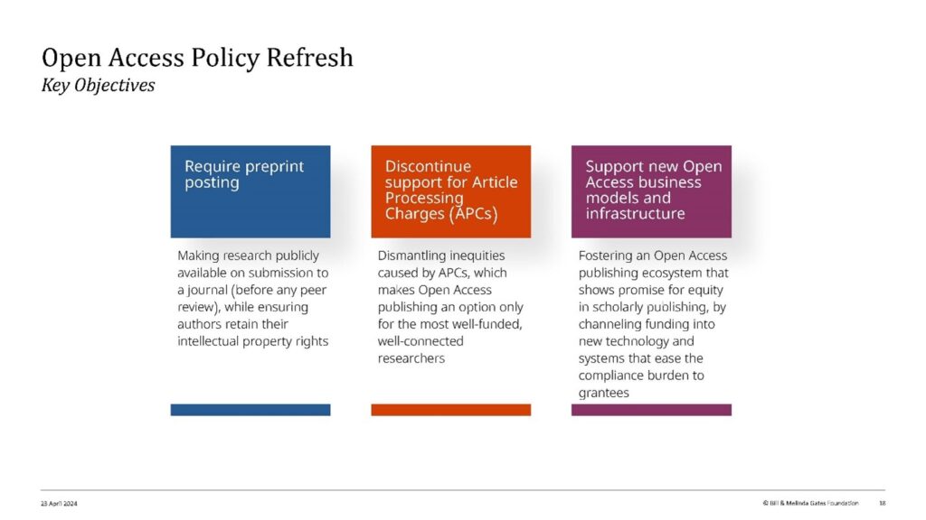 <b>Figure 2.</b> The Bill & Melinda Gates Foundation’s Open Access Policy Refresh, presented by Ashley Farley.